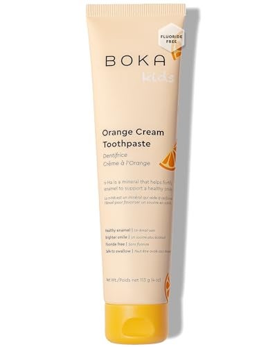 BOKA Boka Fluoride Free Toothpaste Nano Hydroxyapatite Helps Remineralize Appropriate for Sensitive Teeth Whitening for Adult Kids Oral Care Orange Cream Flavor 4oz 1Pk US Manufactured