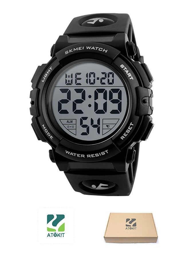 NIBEMINENT men Outdoor Sport Waterproof Resin Leather Digital Watch 1258 - Image 1