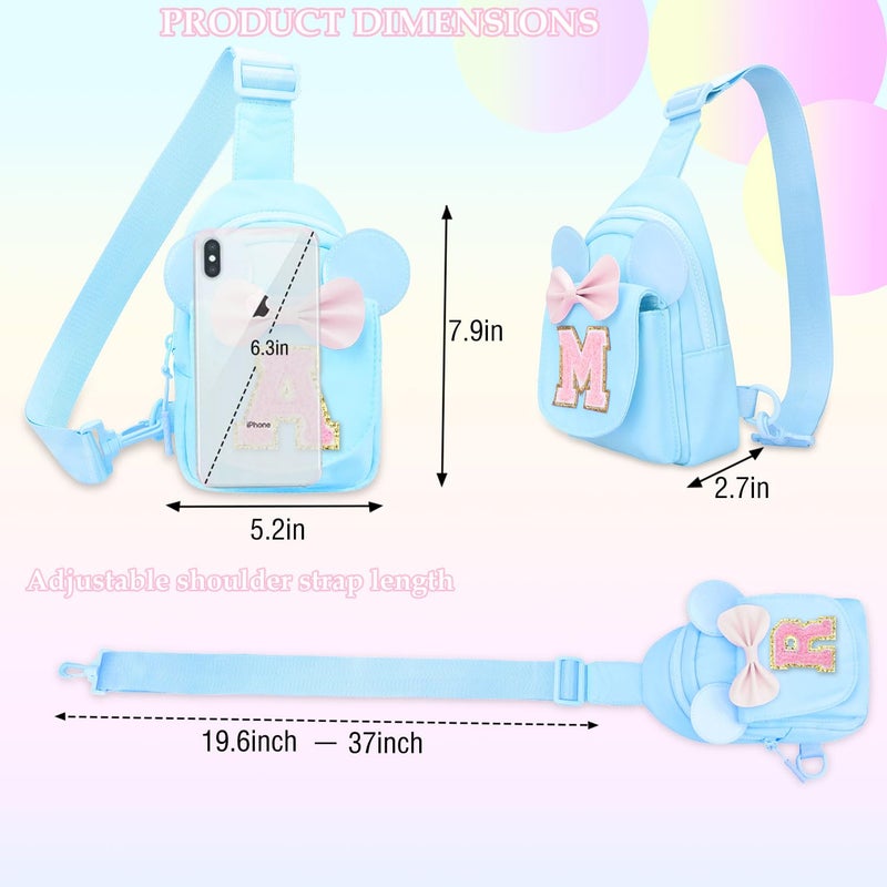 Luchike Small Sling Bags for Toddler Girls Kids - Personalized Initial Fanny Pack Belt Bag Blue Sling Bag for Girls Fanny Pack Belt Bag Gifts for Kids Crossbody Shoulder Bags Blue A - Image 3