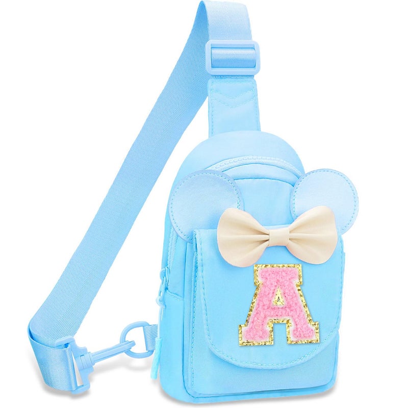 Luchike Small Sling Bags for Toddler Girls Kids - Personalized Initial Fanny Pack Belt Bag Blue Sling Bag for Girls Fanny Pack Belt Bag Gifts for Kids Crossbody Shoulder Bags Blue A - Image 1