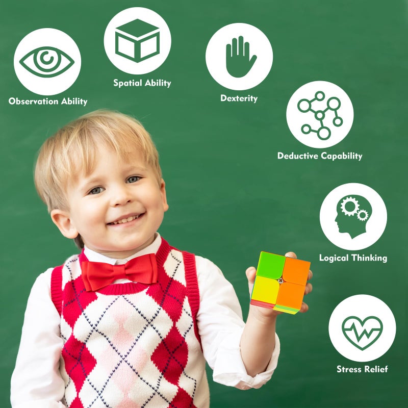 nabreeli 2x2 Stickerless Speed Cube Magic Puzzle Cube for Kids & Adults | Smooth Brain Teaser Toy - Image 3