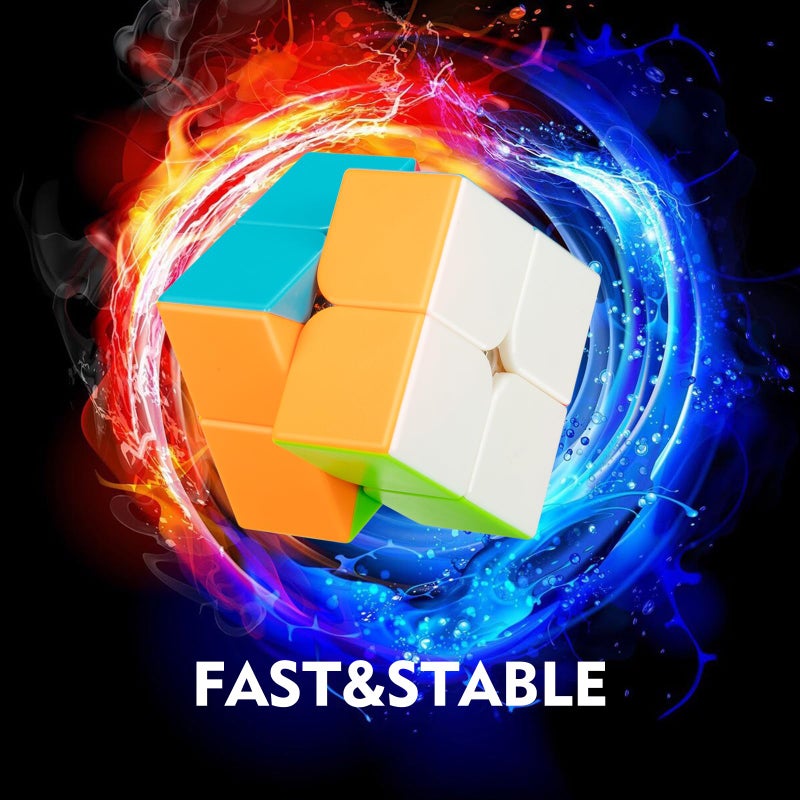 nabreeli 2x2 Stickerless Speed Cube Magic Puzzle Cube for Kids & Adults | Smooth Brain Teaser Toy - Image 5