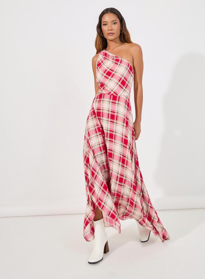Styli Asymmetric Plaid Dress  - Image 5
