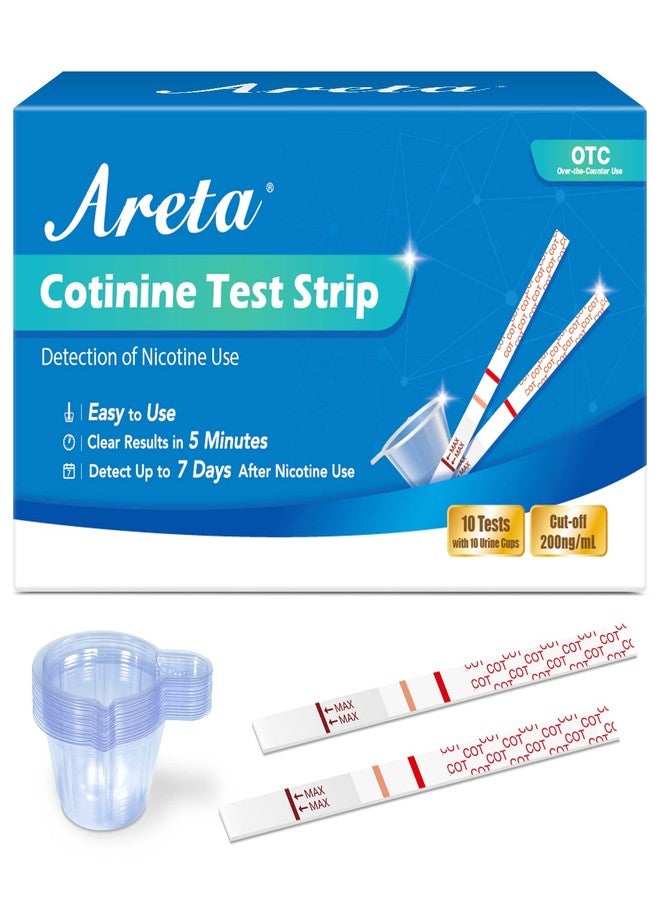 Areta Cotinine Test Strip: Nicotine Tests for Home Continine Urine Screen Test Kits Quick Result in 5 Minutes for Over The Counter Use -Detect 200ng/mL Cutoff Level - # ASCOT-114C (10 Pack) - Image 1