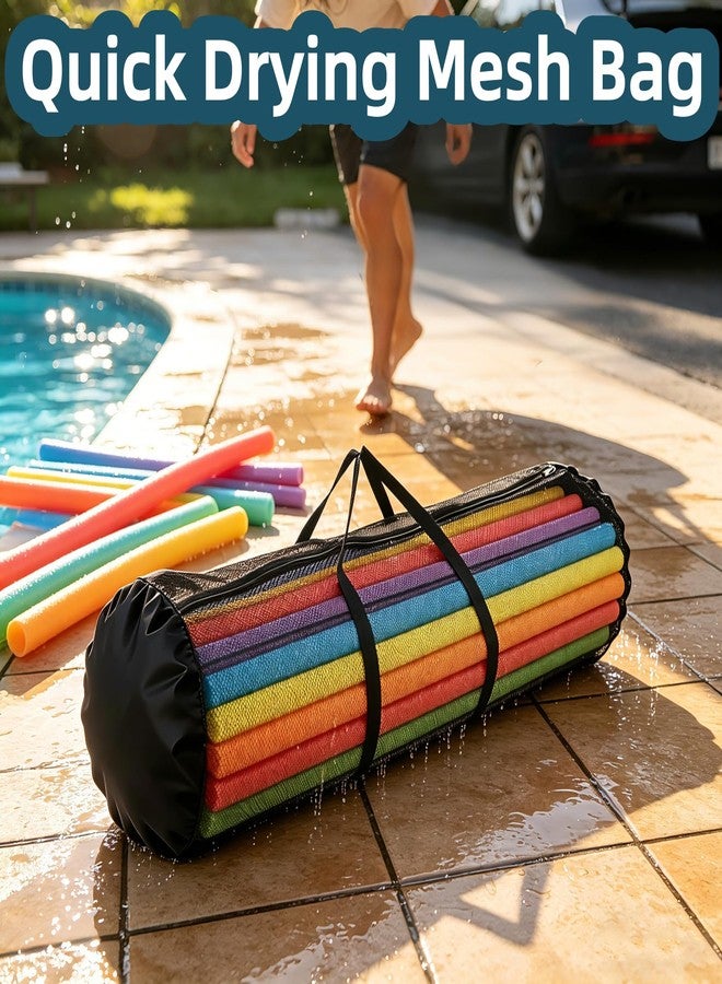 Klmnop Pool Noodle Storage Bag, Lightweight Mesh Organizer with Zipper and Handle for Pool Noodles, Floats and Swimming Accessories, 55x16x16 Inch(Black) - Image 4