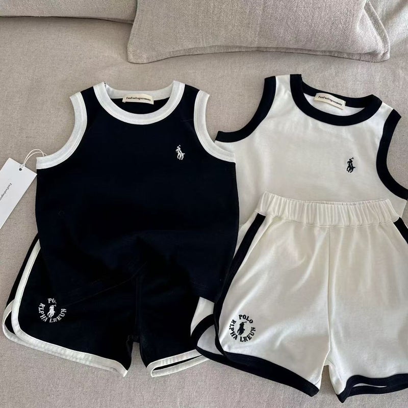 Children'S Sports Suit Men'S Thin 2025 Summer Baby Vest Basketball Clothing Children'S Shorts Two-Piece Women'S Breathable - Image 2
