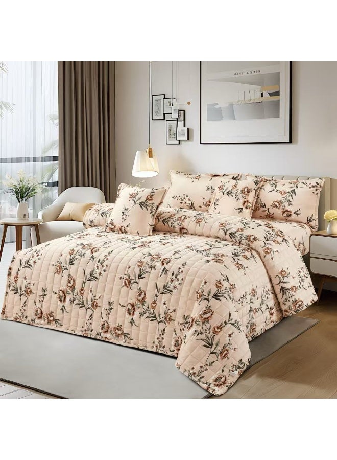 مينجلي طقم لحاف شتوي مشجر نفرين مخمل ناعم نظام 6 قطع حشوه مضغوط مقاس اللحاف 240x220 سم - Image 1