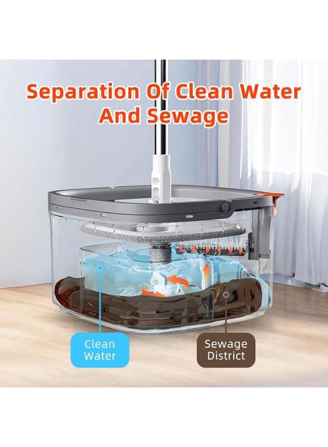 Arabest Spin Mop and Bucket Set with Self Separation Dirty and Clean Water System, Square Mop Bucket Self Wringing 360° Rotating Clean Floor Mop-Head for Hardwood Tile Marble Floors - Image 3