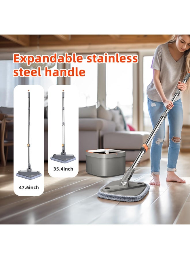 Arabest Spin Mop and Bucket Set with Self Separation Dirty and Clean Water System, Square Mop Bucket Self Wringing 360° Rotating Clean Floor Mop-Head for Hardwood Tile Marble Floors - Image 2