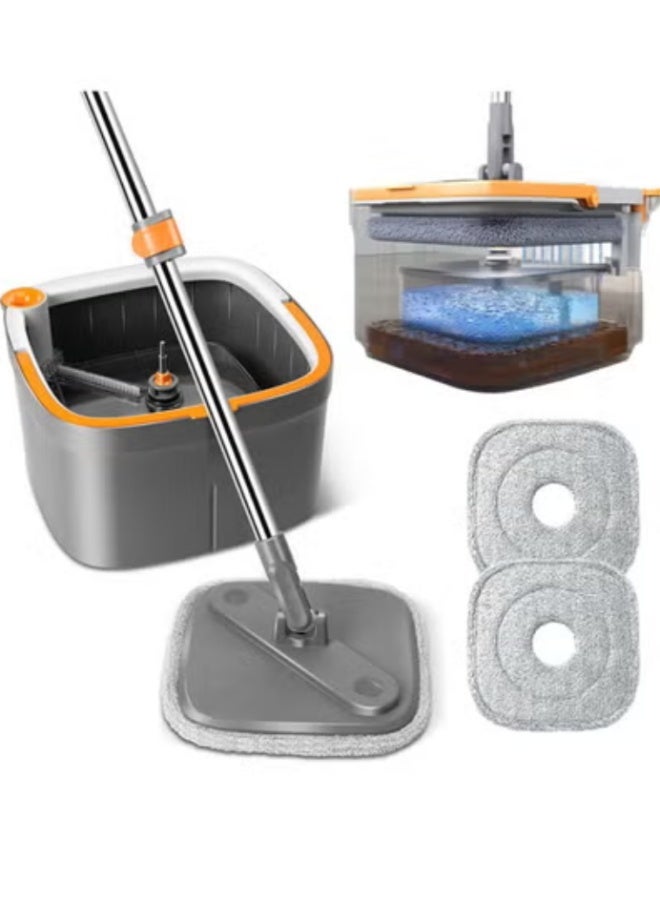 Arabest Spin Mop and Bucket Set with Self Separation Dirty and Clean Water System, Square Mop Bucket Self Wringing 360° Rotating Clean Floor Mop-Head for Hardwood Tile Marble Floors - Image 1