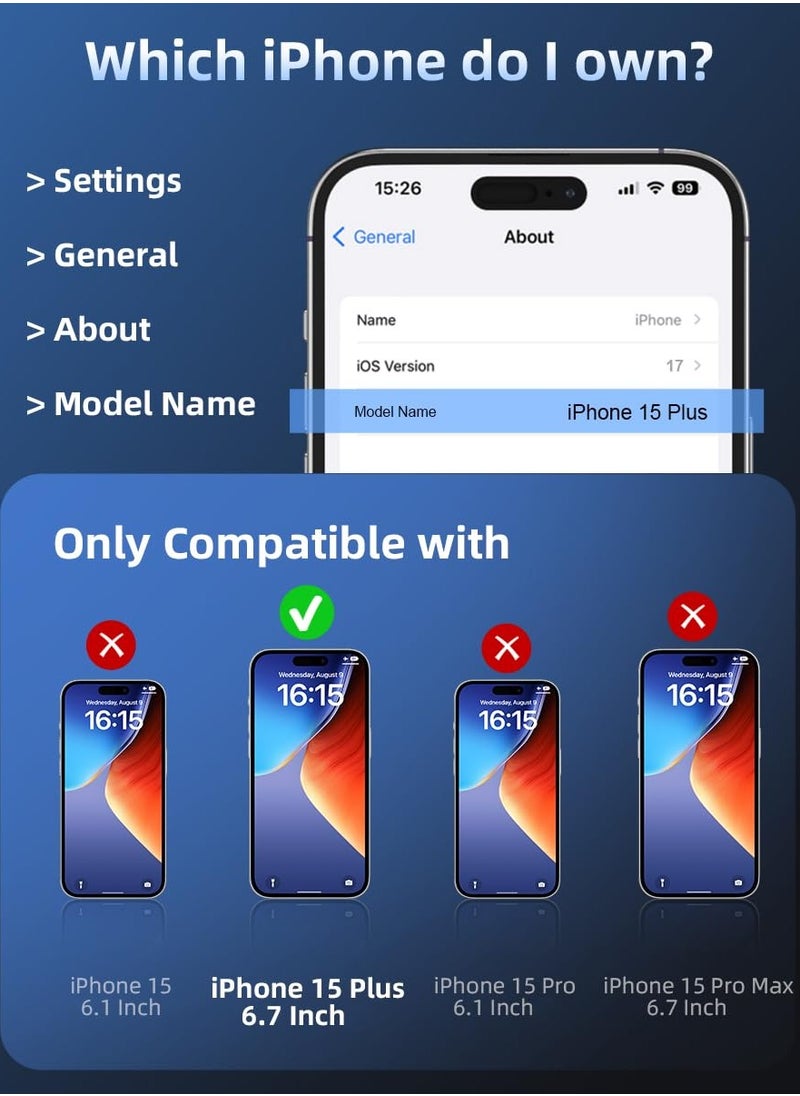BORTONY iPhone 15 Plus Privacy Screen Protector 2Pack Glass Anti Spy Scratch Resistant 9H Hardness Bubble Free Full Coverage Case Friendly for Apple iPhone 15 Plus 6.7 Inch  - Image 2