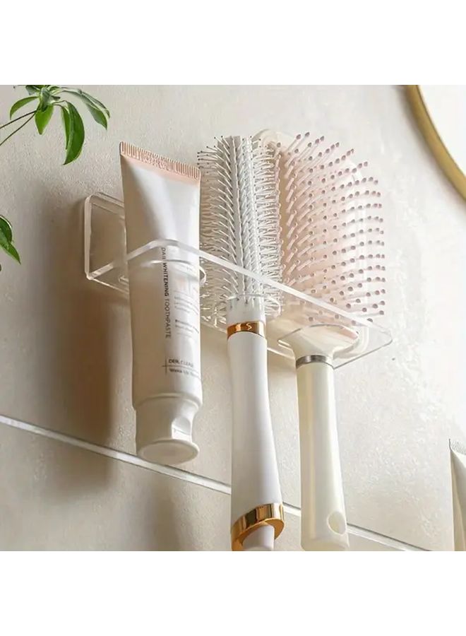 Wall Mounted Clear Acrylic Hair Brush Holder No Drill Bathroom Organizer 1pc - Image 1