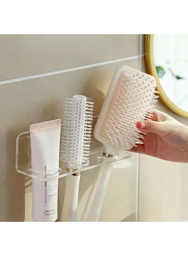 Wall Mounted Clear Acrylic Hair Brush Holder No Drill Bathroom Organizer 1pc - Image 4