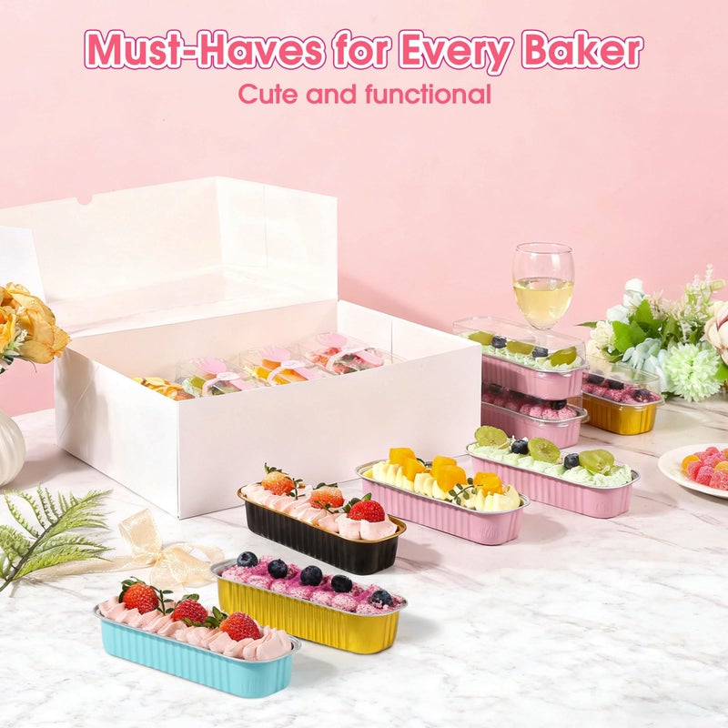 JPPSUJJ 100 Pack Mini Cake Pans with Lids and Spoons,Disposable Aluminum Foil Cake Tinsï¼ˆ6.8ozï¼‰ Individual Small Cake Baking Containers for Party,Wedding,Birthday - Image 3