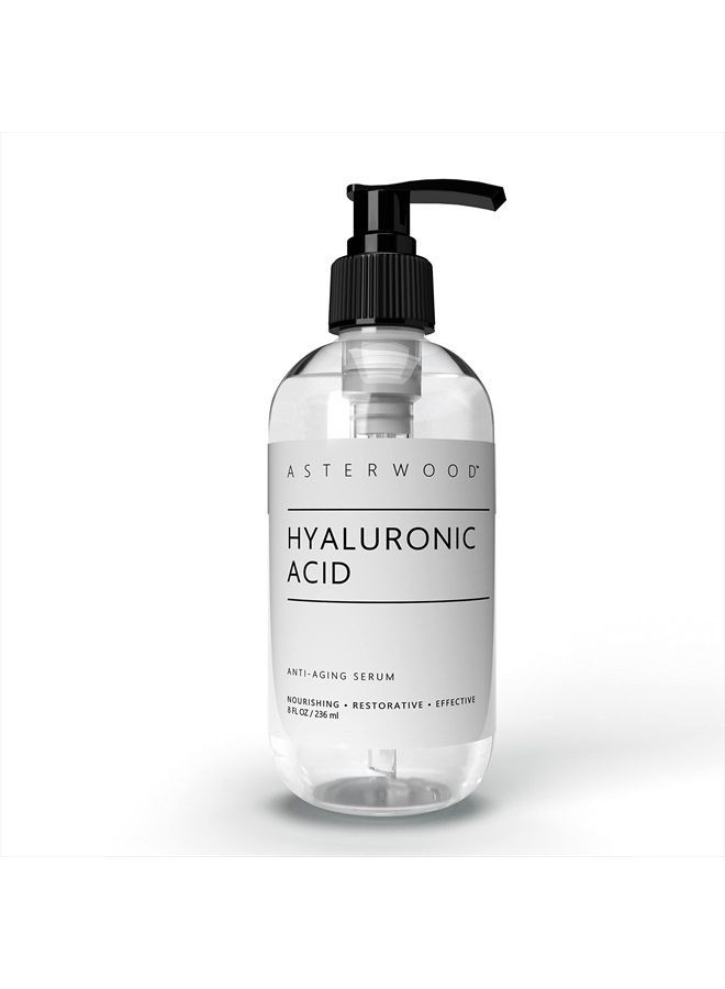 Asterwood Naturals Asterwood Pure Hyaluronic Acid Serum for Face (237 ml/8 oz); Plumping Anti-Aging Face Serum, Hydrating Facial Skin Care Product, Fragrance Free, Pairs Well with Vitamin C Serum & Retinol Serum - Image 1