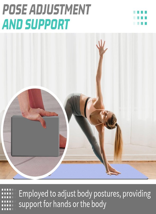 biguphate Yoga Blocks 4 Pack - Premium 3"x6"x9" EVA Foam Bricks for Pilates Workout, Stretching, Meditation | Non-slip and Lightweight Yoga Bricks for Flexibility, Balance, Spine Strength (Grey) - Image 4