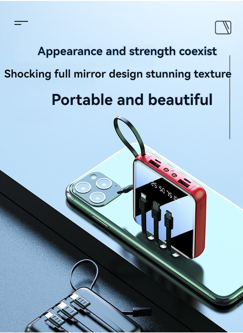 Generic - The New Model Comes With Four-wire Full Mirror Digital Display Power Bank 10000 Mah Large Capacity Portable Power Bank (Red) - Image 1