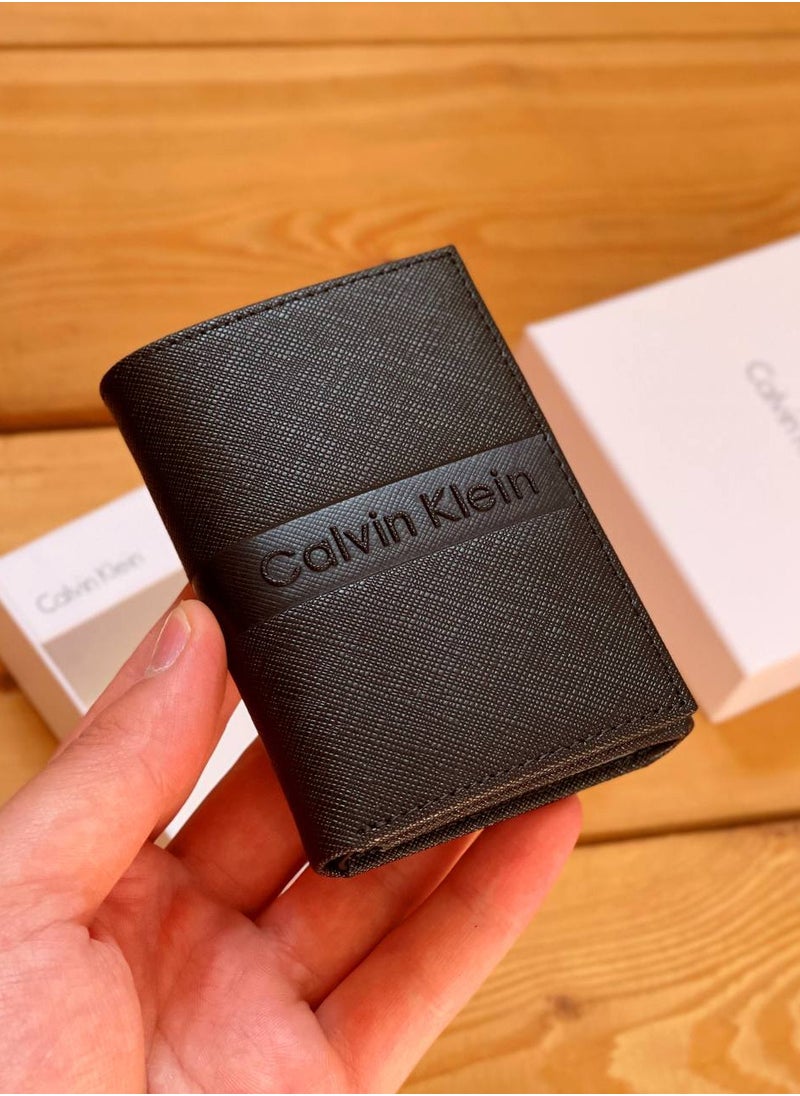 Calvin Klein Jeans Calvin Klein Leather Wallet - Black, Small, Slim, Comfortable, Perfect Gift for Men  - Image 1