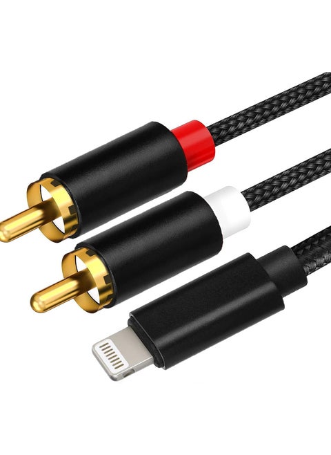 Lighting to RCA Cable Audio Aux Adapter，2-Male Y Splitter Aux Cord Compatible with iPhone 14 13 12 11 Pro XS XR X 8 7 for Amplifier, Car, Home Theater, Speaker and More (2M)