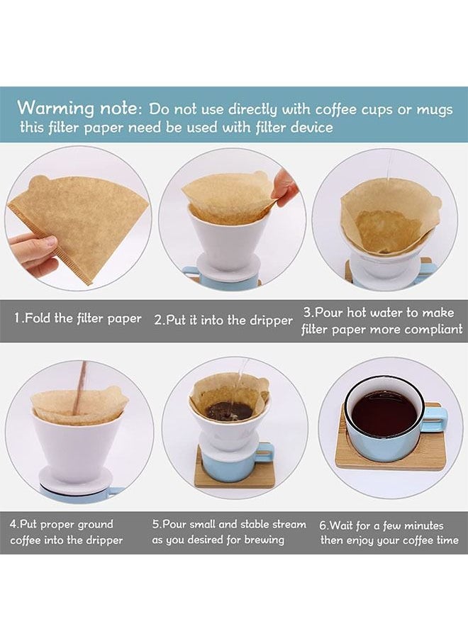 Ant - 100-Piece Disposable Cone Coffee Filters Paper with Hanging Ear Design, Natural Unbleached Disposable Paper Filters for Pour Over Coffee Dripper and Coffee Maker Brown - Image 1