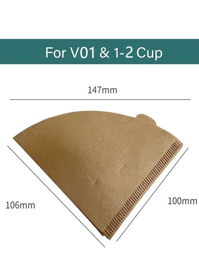 Ant - 100-Piece Disposable Cone Coffee Filters Paper with Hanging Ear Design, Natural Unbleached Disposable Paper Filters for Pour Over Coffee Dripper and Coffee Maker Brown - Image 1
