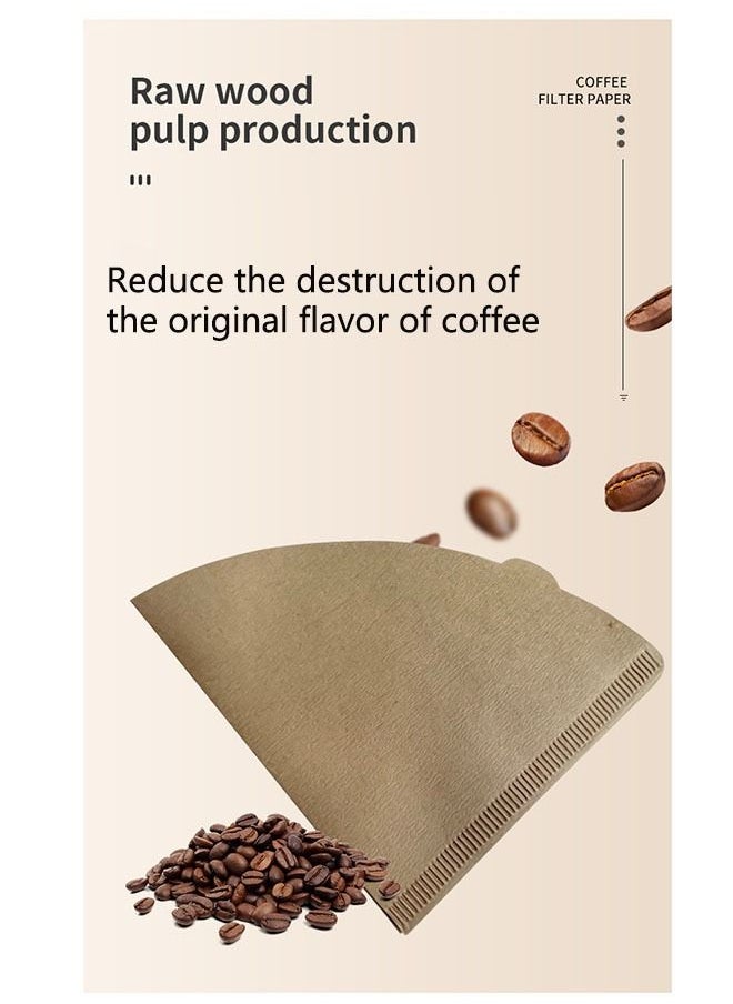 Ant - 100-Piece Disposable Cone Coffee Filters Paper with Hanging Ear Design, Natural Unbleached Disposable Paper Filters for Pour Over Coffee Dripper and Coffee Maker Brown - Image 1