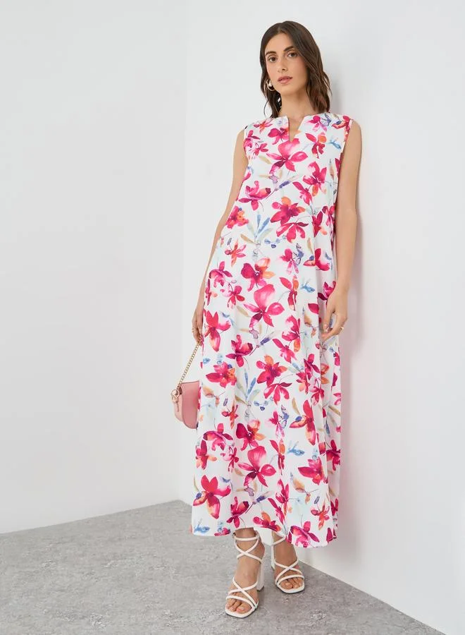 Take Two Take Two Women Pink Floral Print Sleeveless A-Line Maxi Dress