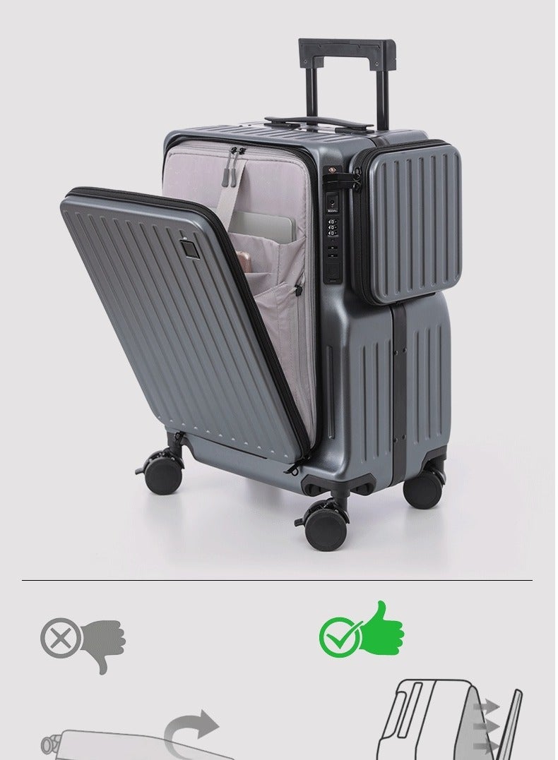 Skycare  Airline-Approved PC Carry-On Luggage - Lightweight Hardside Spinner Suitcase with TSA Lock, USB Charging, Front Pocket, and Cup Holder - Image 2