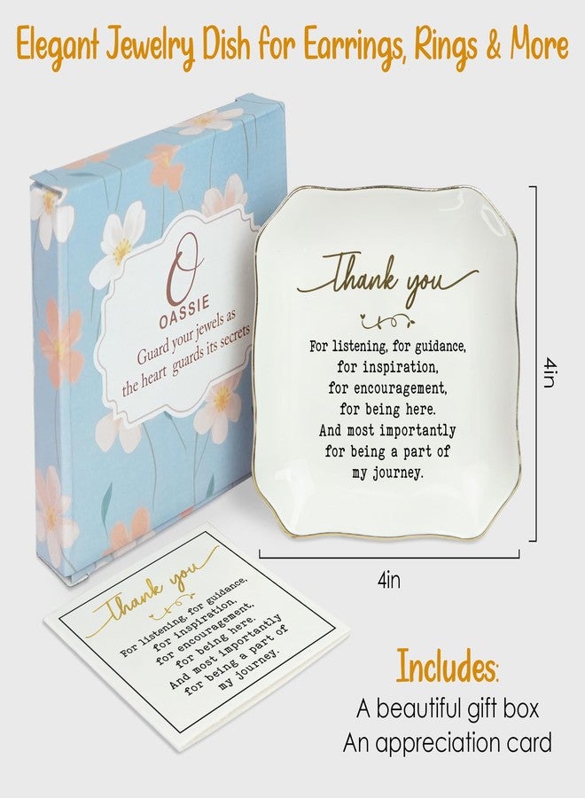 OASSIE Thank You Gifts For Women - 4"X4" Porcelain Jewelry Dish Tray - Teacher's Day Birthday Nurse Employee Appreciation Gifts For Women Coworkers Boss Friends - Image 3