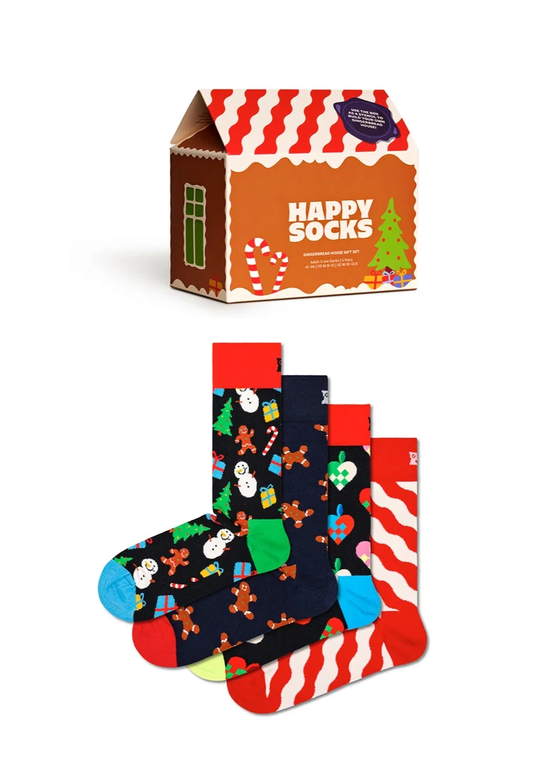 Happy Socks 4-PACK GINGERBREAD HOUSE SOCKS GIFT SET