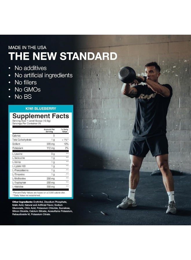 RAW EAA Essential Amino Acids Powder Supplement | Maximize Protein Synthesis, Build Lean Muscle Mass | Increase Strength, Endurance, Recovery | BCAA Energy Supplement | Kiwi Blueberry (25 Servings) - Image 5
