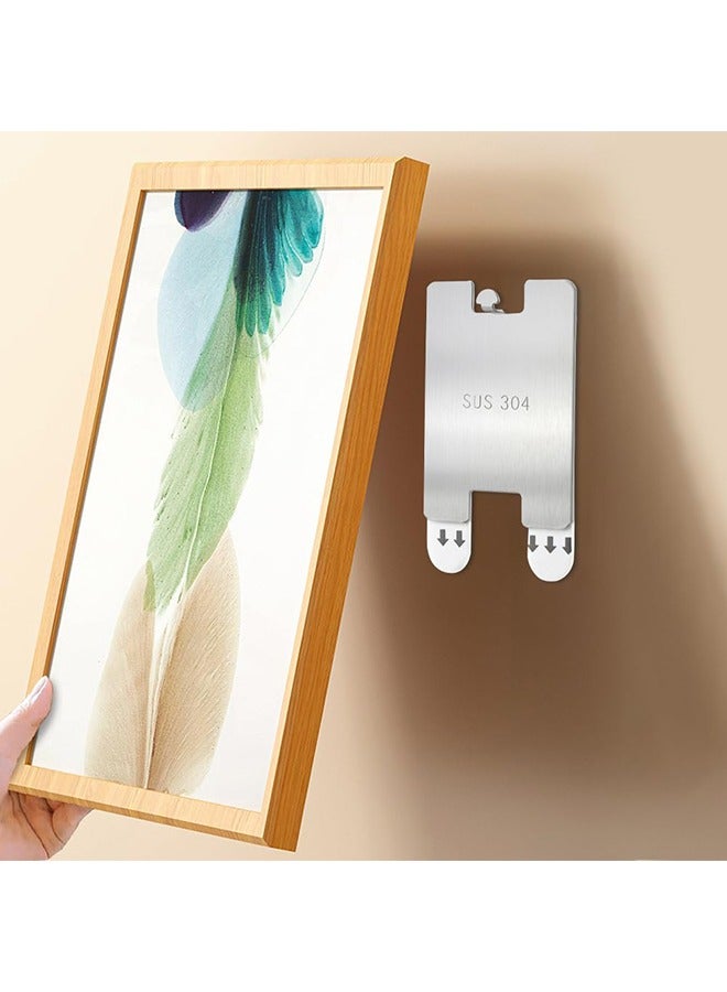 4Pcs Metal Picture Frame Hangers Damage Free Hanging, Adhesive Sawtooth Picture Hanging Hooks Without Nails No Damage Picture Wall Hangers Art Hanger Hooks for Home Door Closet - Image 4