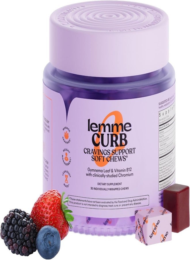 Lemme Curb Cravings Soft Chews - Manage Appetite, Support Metabolism & Lean Body w/Clinically Studied Chromium, Gymnema & B12 for Healthy Weight Management, Mixed Berry - Image 1