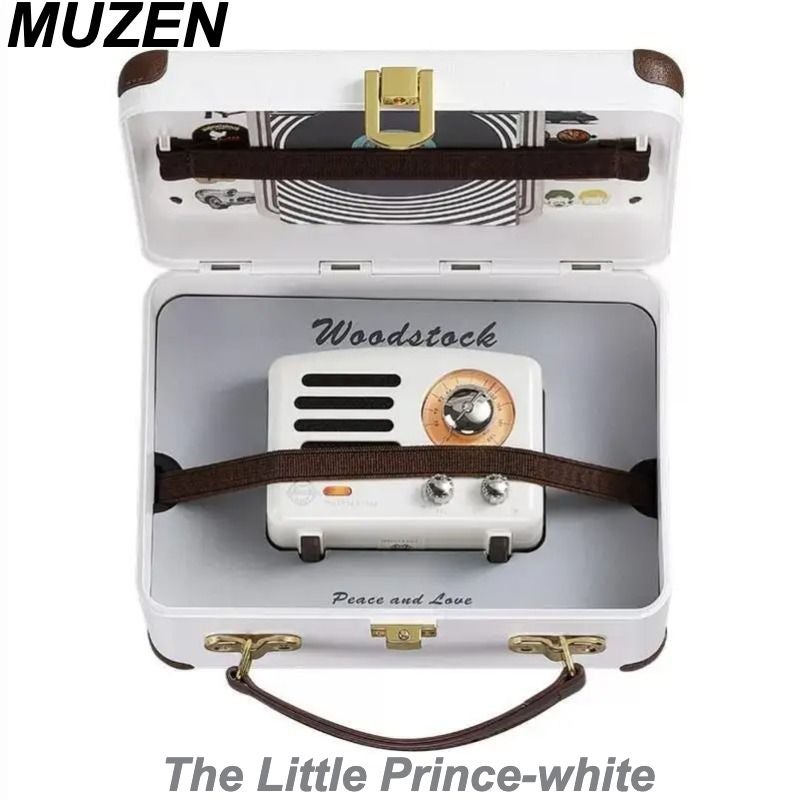 Muzen The Little Prince Desktop Mini Speaker with OTR FM Radio Bluetooth Wireless Metal Music Player, White - Image 1