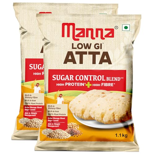 Manna High Protein Multigrain Atta Low GI Sugar Control with 21g Protein, 14g Fibre (in 3-4 Rotis) 2. 2kg - Image 1