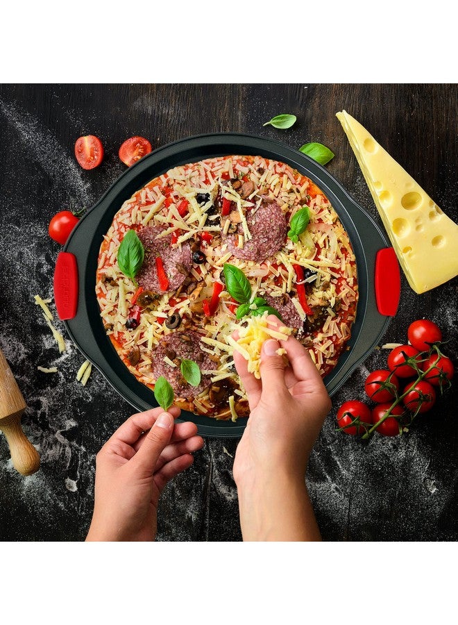 نيوتري شيف طقم أدوات خبز نيوتري شيف غير لاصق، 6 قطع - صينية خبز من الفولاذ الكربوني مع مقابض سيليكون حمراء مقاومة للحرارة، آمنة للاستخدام في الفرن حتى 450 درجة فهرنهايت، قوالب مستديرة/مربعة لكعك الرغيف، صينية بسكويت، صينية خبز - NCSBS6S، أسود - Image 4