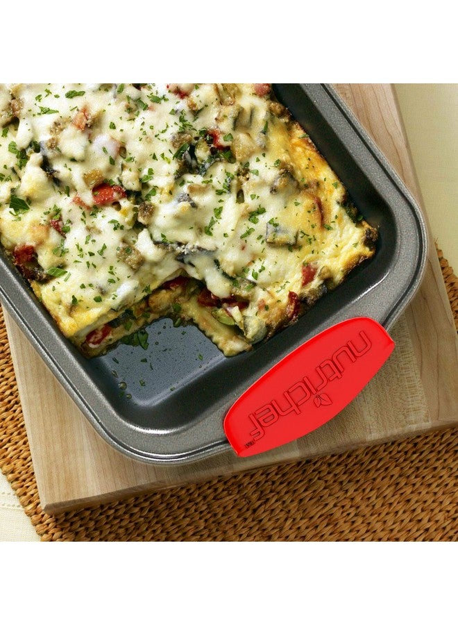 نيوتري شيف طقم أدوات خبز نيوتري شيف غير لاصق، 6 قطع - صينية خبز من الفولاذ الكربوني مع مقابض سيليكون حمراء مقاومة للحرارة، آمنة للاستخدام في الفرن حتى 450 درجة فهرنهايت، قوالب مستديرة/مربعة لكعك الرغيف، صينية بسكويت، صينية خبز - NCSBS6S، أسود - Image 3
