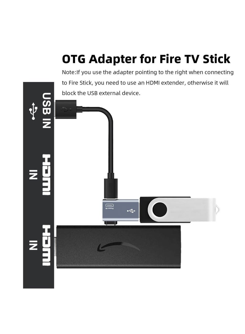 Captaintech OTG Cable Adapter, for Fire TV Stick 4K, 90 Degree Left and Right Angle Powered Micro USB to USB OTG Adapter, for Android Phone Tablet and More Host Devices with Micro USB (Grey) (4 Pack) - Image 2