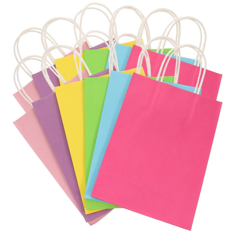 12 Colorful Paper Bags With Handles For Party Candy Presents Retail Packaging - Image 2