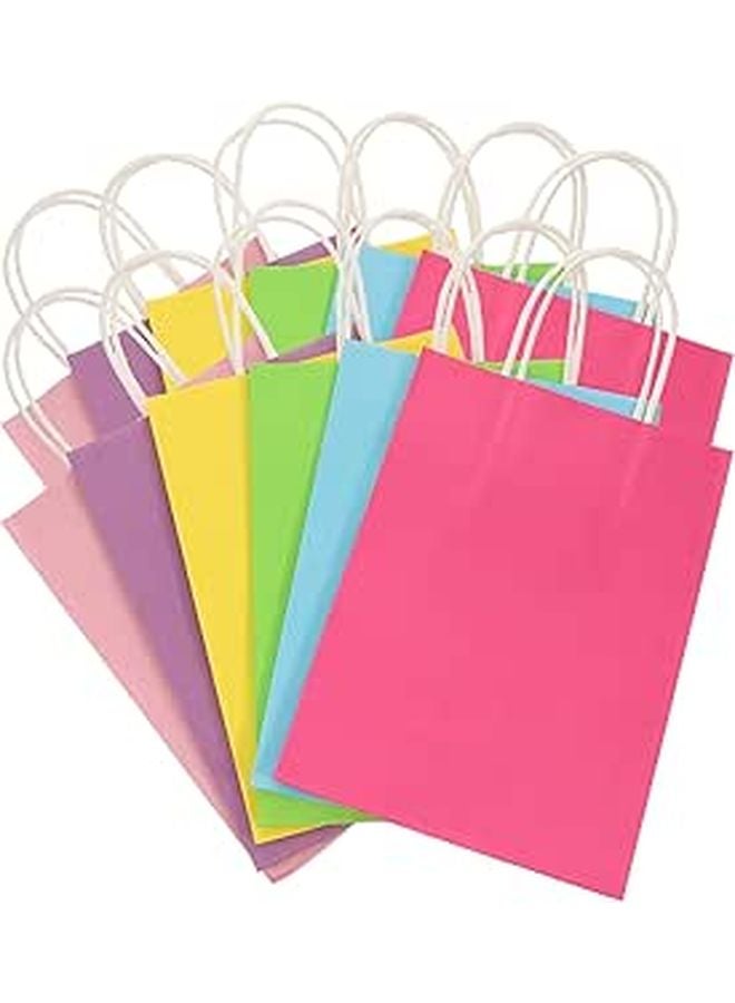 12 Colorful Paper Bags With Handles For Party Candy Presents Retail Packaging - Image 1