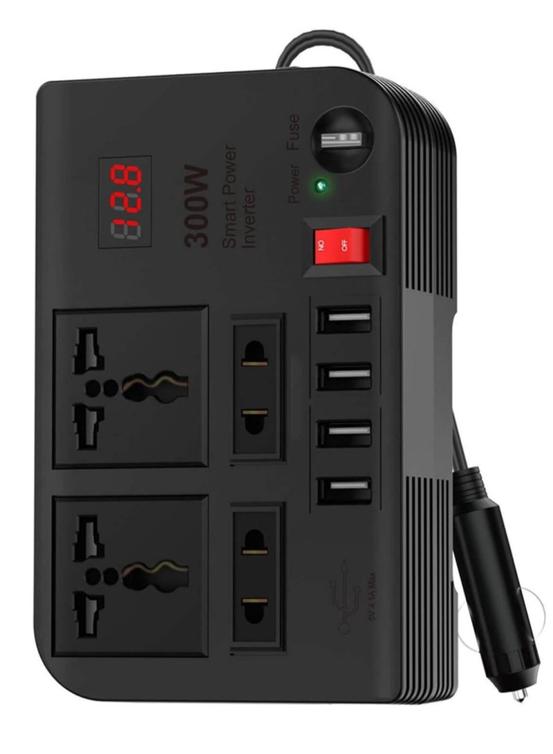 Generic "300W Car Power Inverter: 12V/24V to 220V AC with Fast Charging USB Ports and Dual Universal Sockets – Multifunctional LED Display Included"  - Image 1