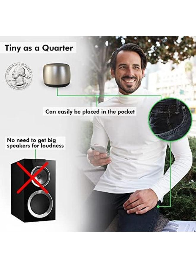 Generic - Best Mini Portable Bluetooth Speaker With Hd Sound And Bass I Smallest Wireless Bluetooth Speakers For Phone Pc Tablet I Photo Selfie Button Answer Phone Calls I Cute Tiny Speaker Gold - Image 1