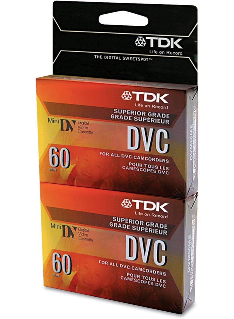 أشرطة DVC صغيرة لمدة 60 دقيقة (عبوة 2)