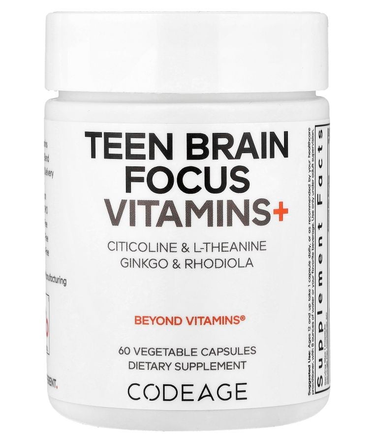 Codeage Teen Brain Focus Vitamins+ 60 Vegetable Capsules