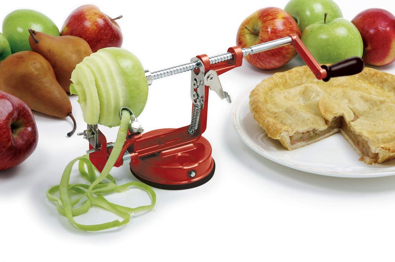 Norpro Norpro Apple MasterApple Potato Parer Slicer  Corer with Vacuum Base  ClampRed 