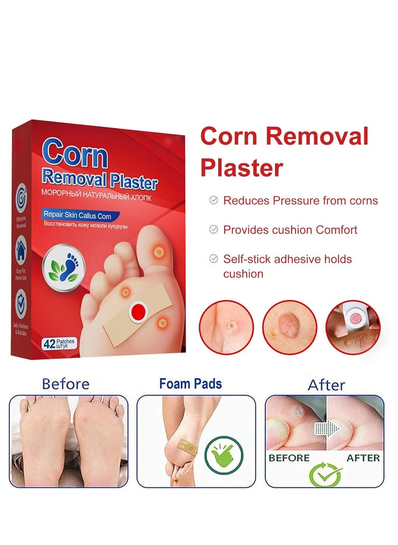 Sumifun Corn Remover Pads, Toe Corn Treatment, 42 PCS Foot Corn Remover, Toe Corn Remover, Wart Remover for Feet, Corn Removal Treatment, Corn Plasters Relief Corn Pain for Feet, Hand, Toe - Image 2