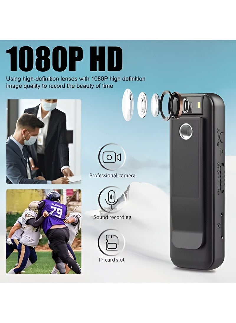 Mini Body Camera 1080P HD Portable Digital Video Recorder Body Cam Infrared Night Vision Portable Police Cam Small Bike Camcorder, One Button Video Recording