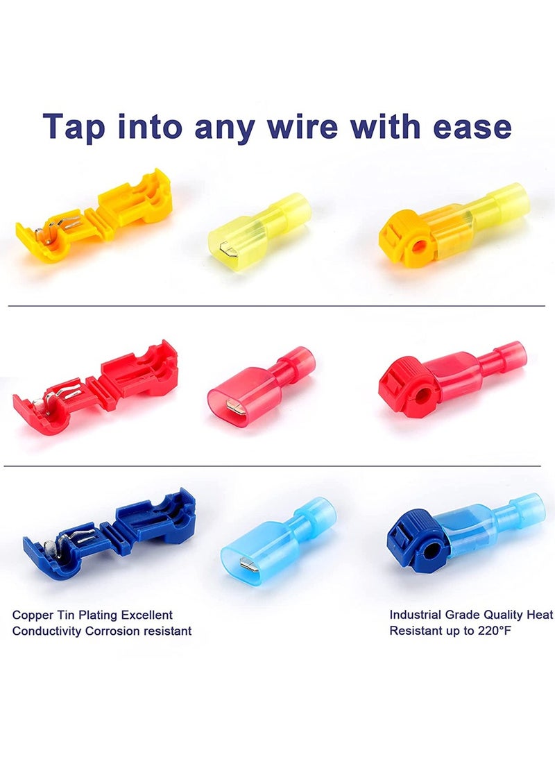 120 Pcs T-Tap Wire Connectors Kit - Self-Stripping Quick Splice Electrical Connectors with Insulated Male Spade Terminals Assortment for Easy Wiring  - Image 3