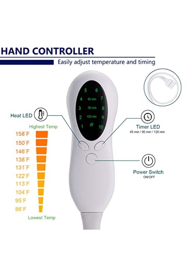 وسادة تدفئة كهربائية لتخفيف آلام الظهر، 24" × 12"، لون رمادي، من الفلانيل، 10 إعدادات للحرارة، 3 خيارات للوقت، إيقاف تلقائي. - Image 4