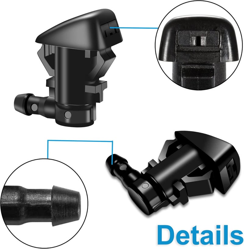 Belleone 2 Windshield Washer Nozzle Kit fit for 2005-2016 Jeep Grand Cherokee, 2005-2013 Chevy Malibu, 2005-2010 Pontiac G6, 2007-2010 Saturn Aura, Replacement for 55372143AB, 15247800, 55156427AB, 55079049AA - Image 3